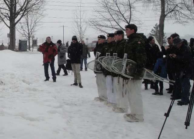 B Company, Recce Platoon Team competed in a snowshoe race from the St. Francis of Assisi Church in Lincoln to the newly named New Brunswick’s 104th Regiment of Foot Bridge.  They ran the 10km in 1 hour, 20 minutes, and 40 seconds.  