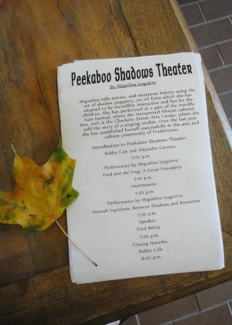 Peekaboo Shadow Theatre Show and Reception Program